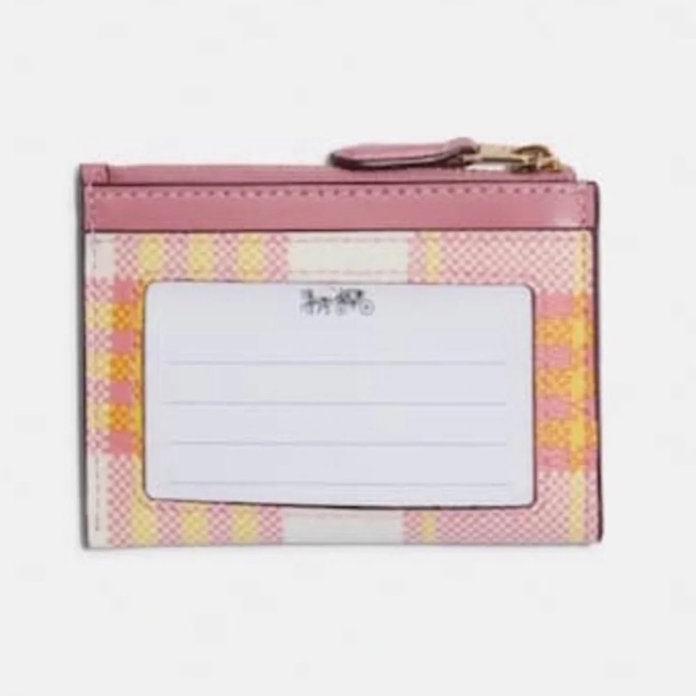 Coach Mini Skinny ID case Small wallet with Garden Plaid print